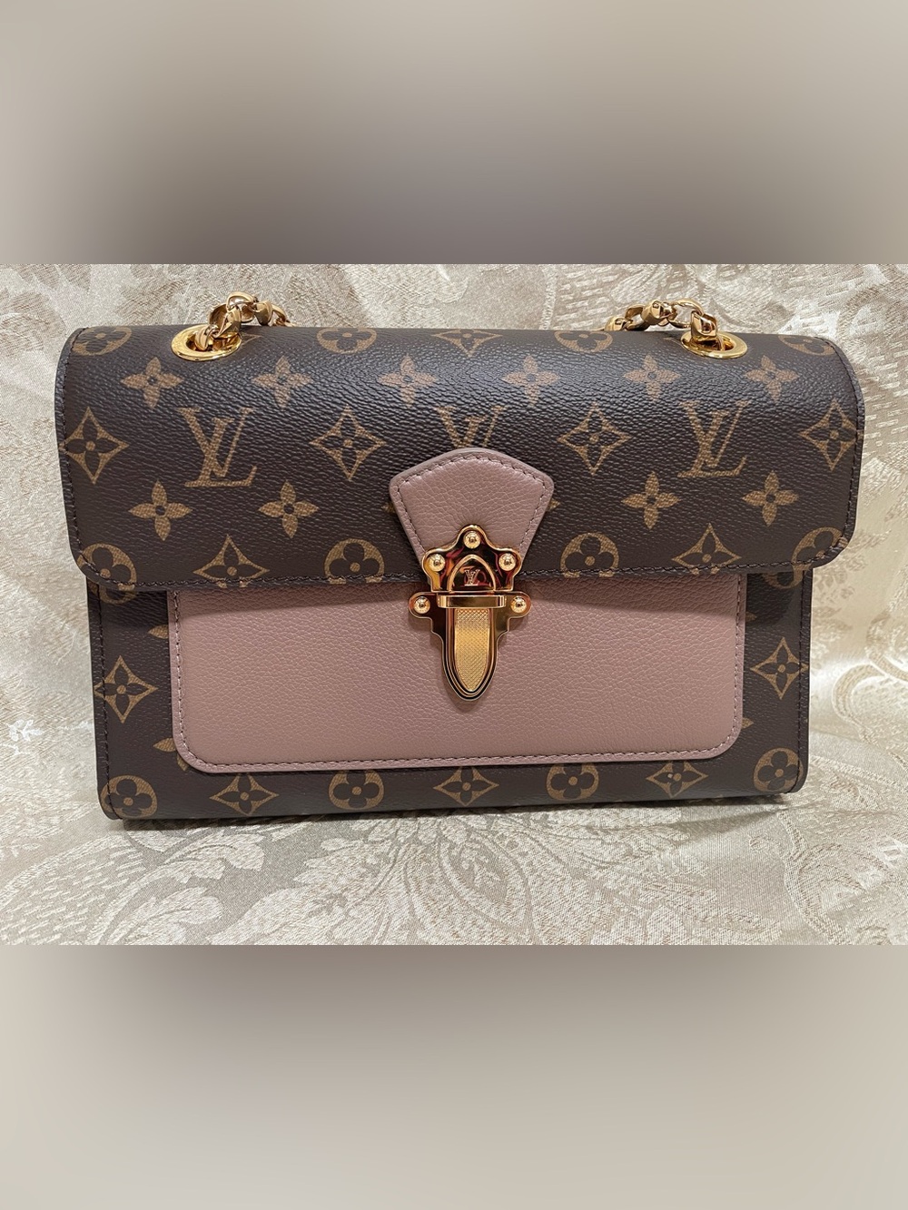 Authentic Louis Vuitton Victoire Taupe  Monogram Shoulder Bag